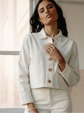Harly Jae Pierrot Jacket Cream Boxy Fit Minimalist Hemp Organic Cotton Off White